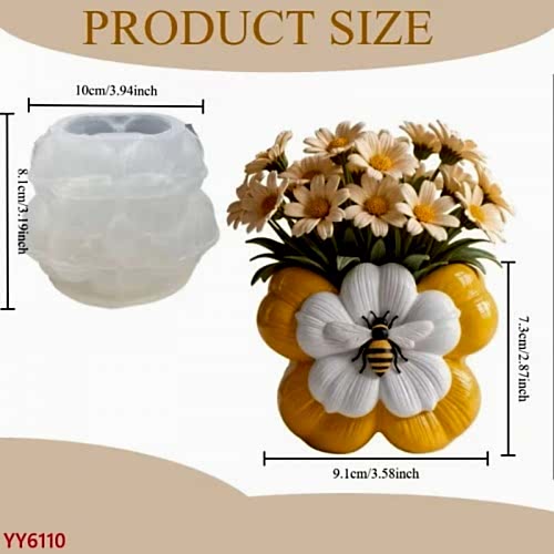 YY6110 Minimalist Arılı Çiçek Vazo Silikon Kalıp